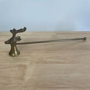 Vintage Brass Reindeer Deer Candle Snuffer Deer 11.25” Christmas Holiday Decor